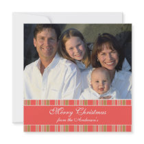 Newsletter  Pink Green Stripe Christmas Card Personalized Announcement