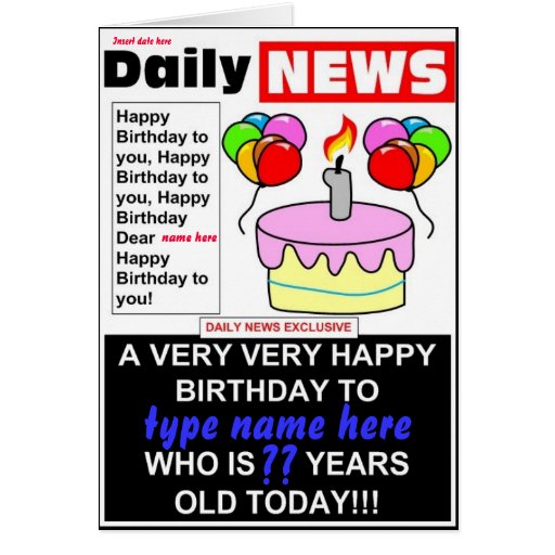 Newspaper Birthday Cards