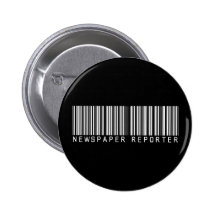 Newspaper Reporter Bar Code Pinback Buttons