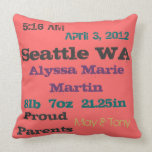 Newsprint Birth Announcement pillows