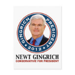 Newt Gingrich Conservative for President Postcards