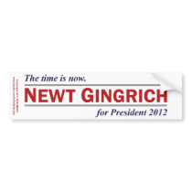 Newt Gingrich The Time is Now President 2012 Bumper Sticker