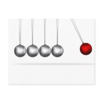newtons cradle silver balls concept postcard