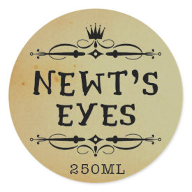 Newts Eyes Vintage Apothecary Halloween Labels Round Sticker
