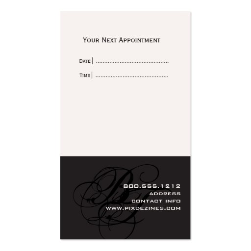 Next Appointment Cards, monogram DIY color Business Card (back side)