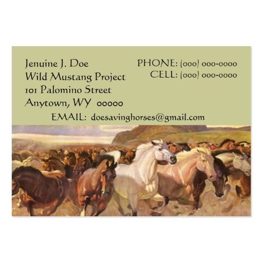 NFP WILD MUSTANG HORSES CONTACT BUSINESS CARD (front side)