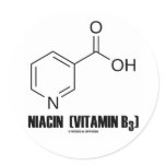 Niacin (Vitamin B3) Chemical Molecule Round Sticker