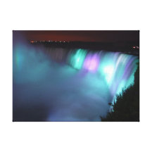 Niagara Falls Canada Night Purple Aqua Canvas Gallery Wrapped Canvas