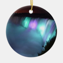 Niagara Falls Canada Night Purple Aqua Ornaments