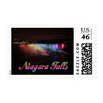 Niagara Falls Lights at Night Postage Stamp