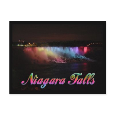 Niagara Falls Lights at Night Post Cards by beverlytazangel