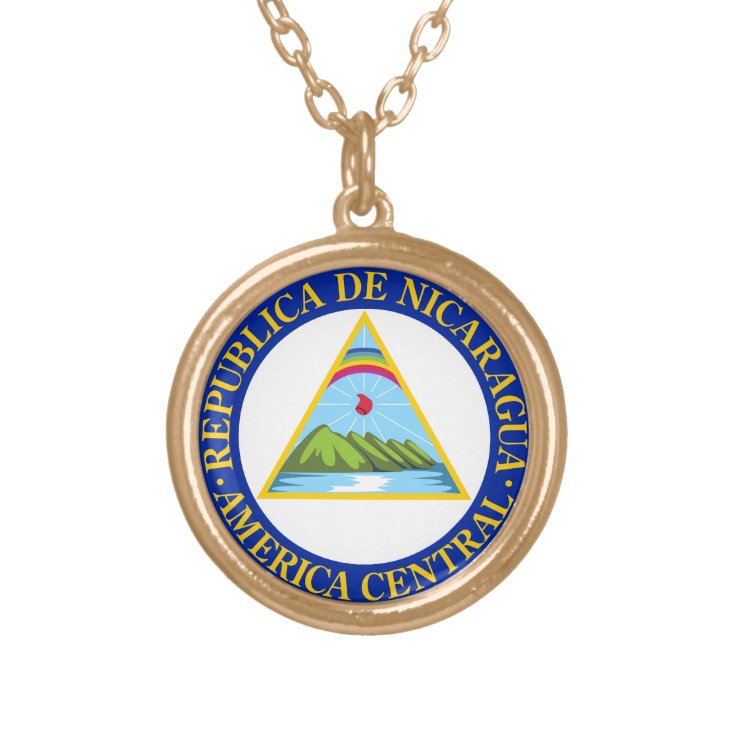 NICARAGUA Flag Emblem Coat Of Arms Symbol Gold Plated Necklace Zazzle