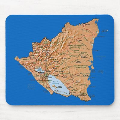 map of nicaragua and surrounding countries. Nicaragua Map Mousepad by