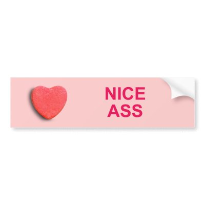 NICE ASS CANDY HEART BUMPER STICKERS by gay pride