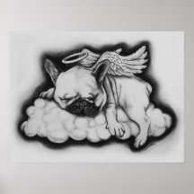 "Nice" - French Bulldog Angel Drawing Print