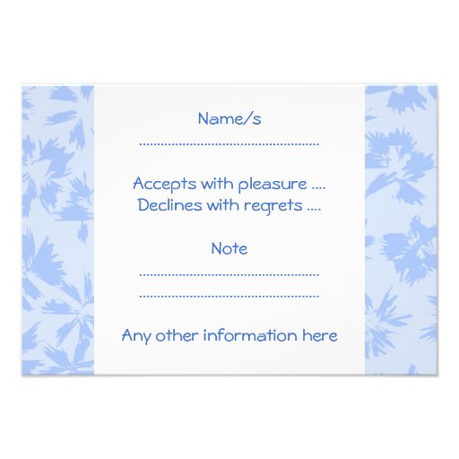 Nice light blue floral pattern. custom invitations