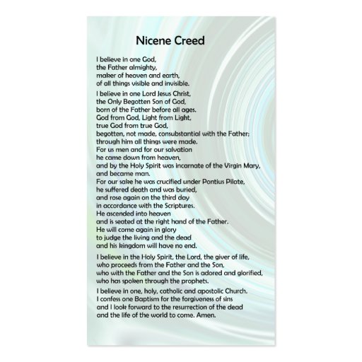 Nicene Creed and Hail Mary Prayer Card Business Cards (back side)