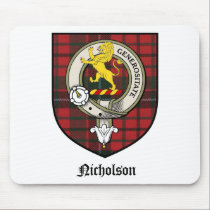 Nicholson Clan Crest Badge Tartan mousepads