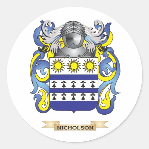 Nicholson Coat of Arms (Family Crest) Sticker Zazzle