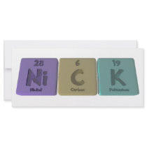 Nick as Nickel Carbon Potassium Full Color Rack Card