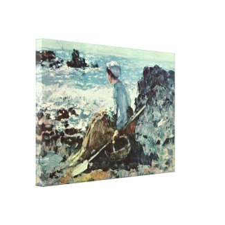 Nicolae Grigorescu - fisherwoman from Granville Gallery Wrapped Canvas