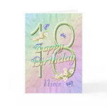 Niece 18th Birthday Butterflies and Flowers Card