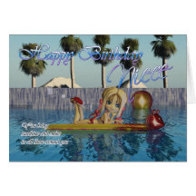 Niece Birthday card, Moonies Cutie Pie pool collec