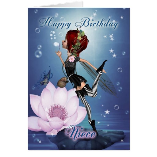 Niece Birthday Card With Fantasy Water Fairy 