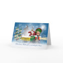 Niece Christmas card with cute elf on the Christma