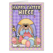 Niece Easter Card - Easter Bunny & Easter Eggs