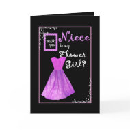 NIECE Flower Girl Invitation MAGENTA Dress card