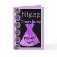 NIECE Flower Girl Invitation PURPLE Dress card
