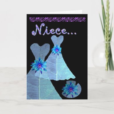 NIECE - Junior Bridesmaid Invitation BLUE Gown Card