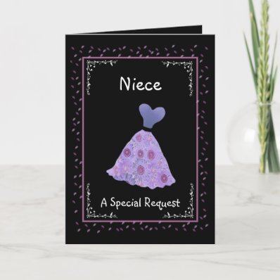 NIECE - Junior Bridesmaid - Purple Flowered Dress Greeting Cards