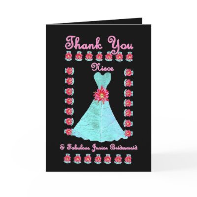 NIECE Junior Bridesmaid THANK YOU - Blue Gown Greeting Cards