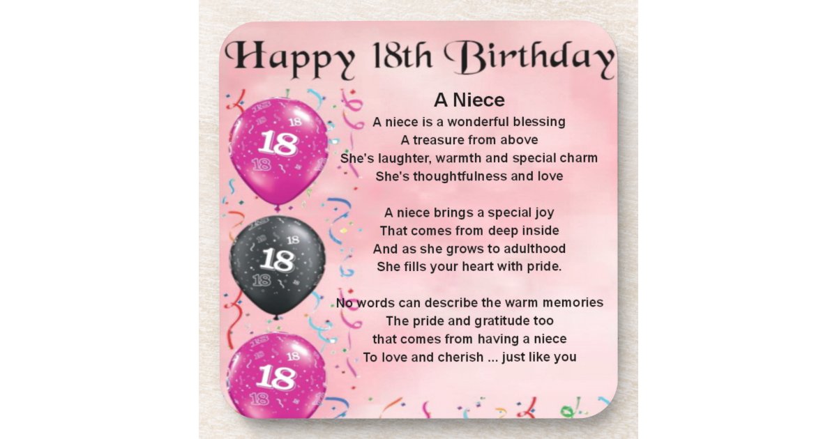 niece-poem-18th-birthday-beverage-coaster-zazzle