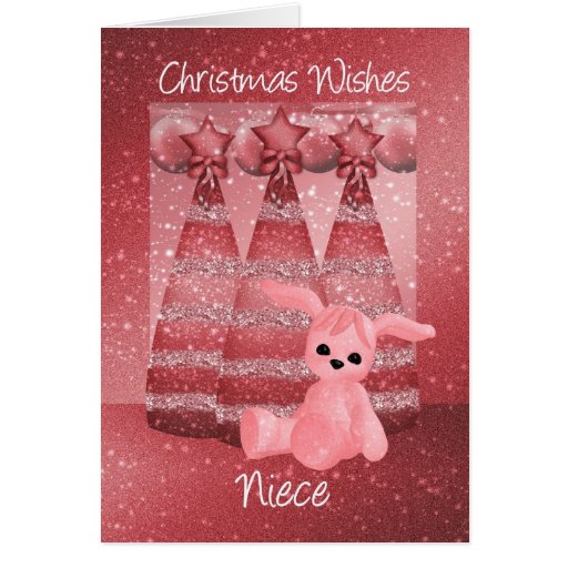 Niece Sparkle Christmas Greeting Card Dusky Pink  Zazzle