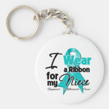 Niece - Teal Awareness Ribbon Keychain