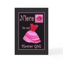 Niece Will You Be My Flower Girl? Pink Dress cards