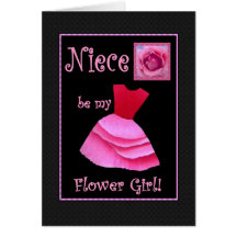 Niece Will You Be My Flower Girl? Pink Dress Card