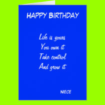 Niece's motivational birthday greeting cards cards