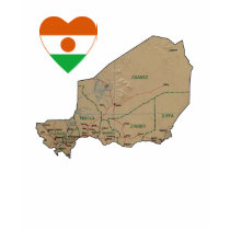 Niger Flag Heart and Map T-Shirt