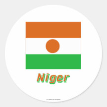 Niger Flag with Name Round Sticker