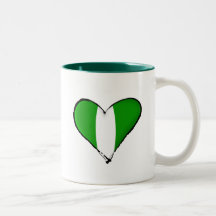Nigerian love I heart Naija hearrt flag of Nigeria Mugs