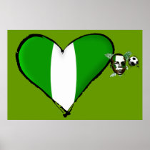 Nigerian love I heart Naija hearrt flag of Nigeria Print