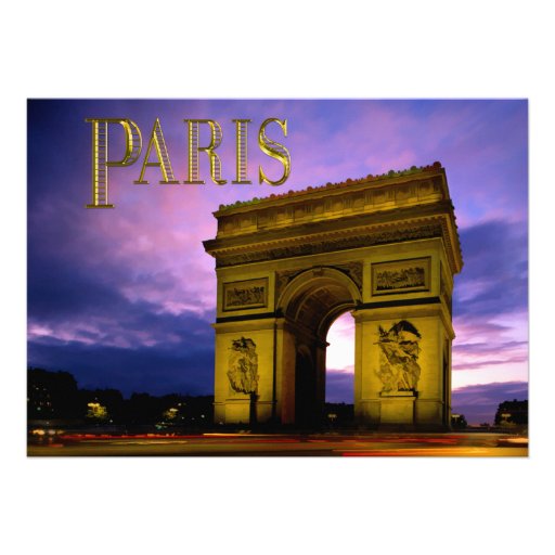 Night at Arc de Triomphe Paris Personalized Invitations