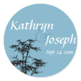 Night blue asian bamboo custom wedding favor label stickers