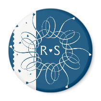 Night Blue Romantic Rosette Magnet