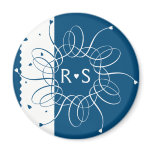 Night Blue Romantic Rosette Magnet