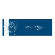Night Blue Rosette Wedding Thank You Tag business cards